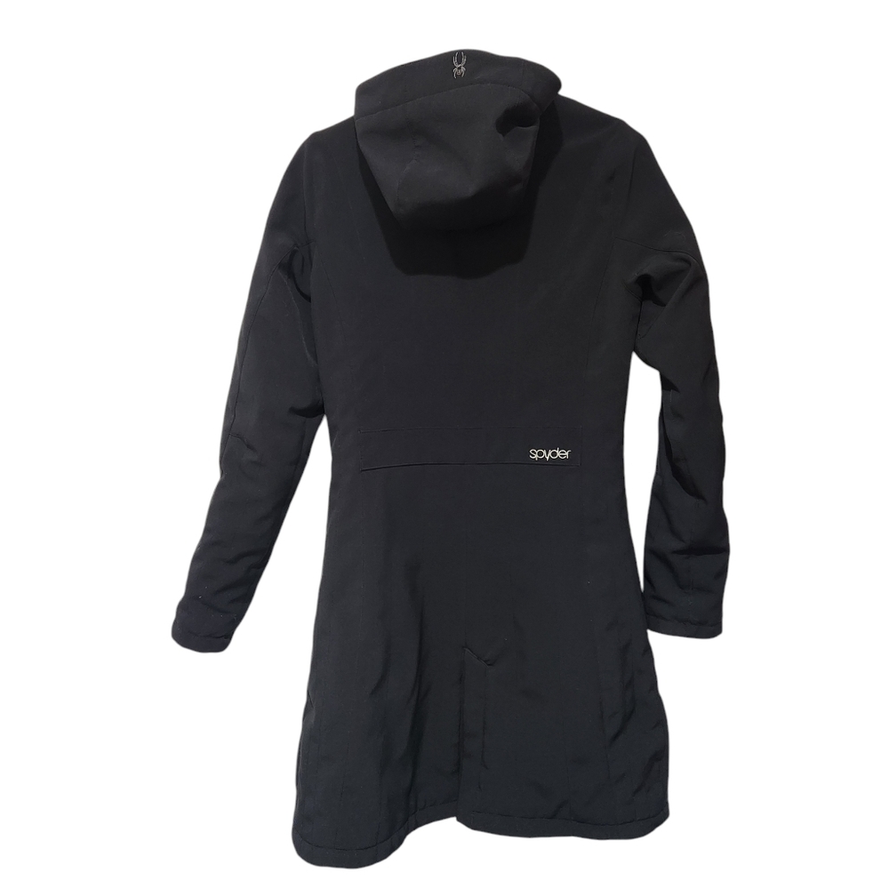 SPYDER coat jacket long black with hoodie size S